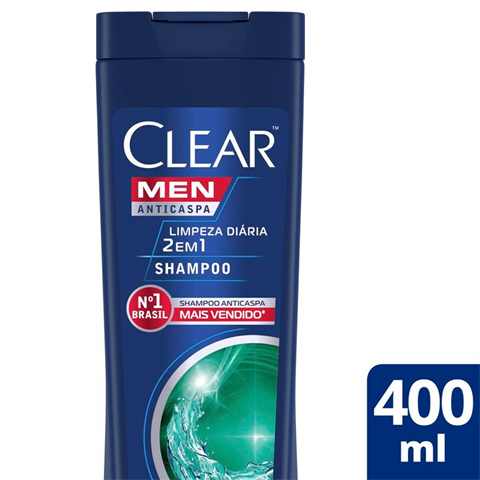 Shampoo Clear Men Anticaspa Limpeza Diária 2 Em 1 Com 400ml