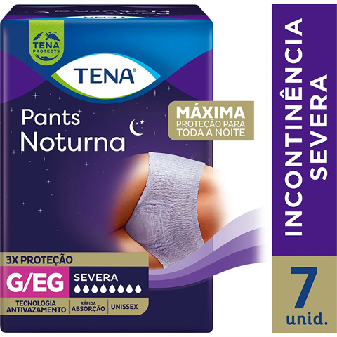 Fralda Geriátrica Tena Pants Noturna Unissex G/EG com 7 unidades