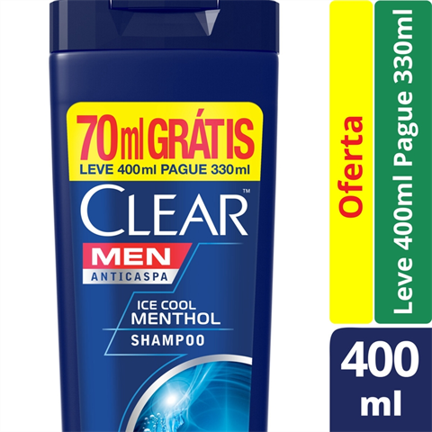 Shampoo Clear Men Anticaspa Ice Cool Menthol Com 400ml