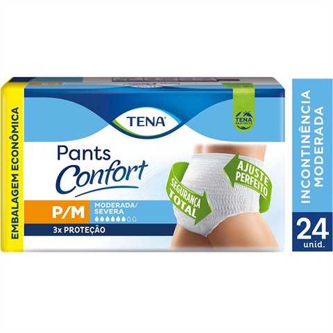 Fralda Geriátrica Tena Pants Confort P/M com 24 unidades