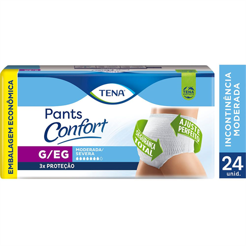Fralda Geriátrica Tena Pants Confort Tamanho G/EG com 24 unidades