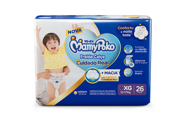 Fralda Infantil Mamypoko Calça XG com 26 unidades