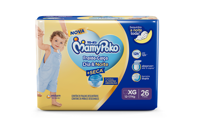 Fralda Infantil Mamypoko Calça Dia e Noite Jumbo XG com 26 unidades