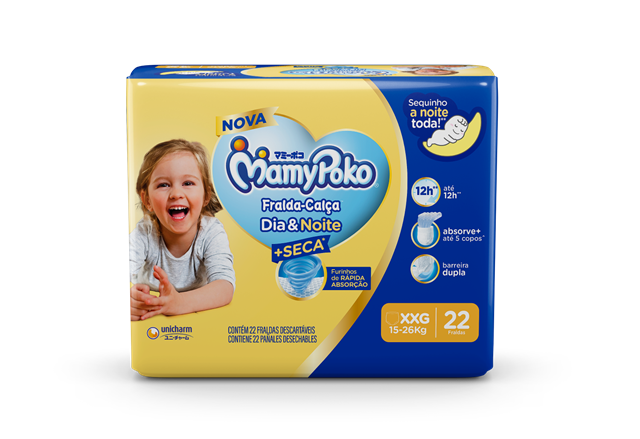 Fralda Infantil Mamypoko Calça Dia e Noite Jumbo XXG com 22 unidades
