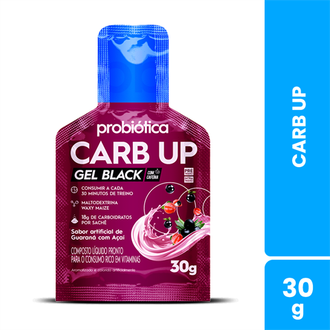 Carb Up Probiótica Gel Black Sabor Guaraná Com Açaí Com 10 Sachês De 30g