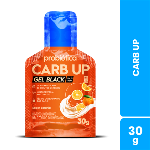 Carb Up Probiótica Gel Black Sabor Laranja Com 10 Sachês De 30g