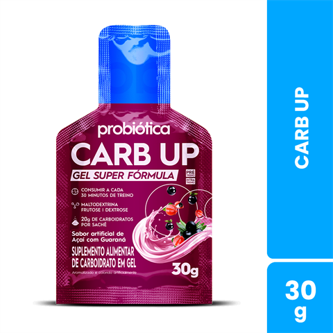 Carb Up Probiótica Gel Super Fórmula Sabor Açaí Com Guaraná Com 10 Sachês De 30g