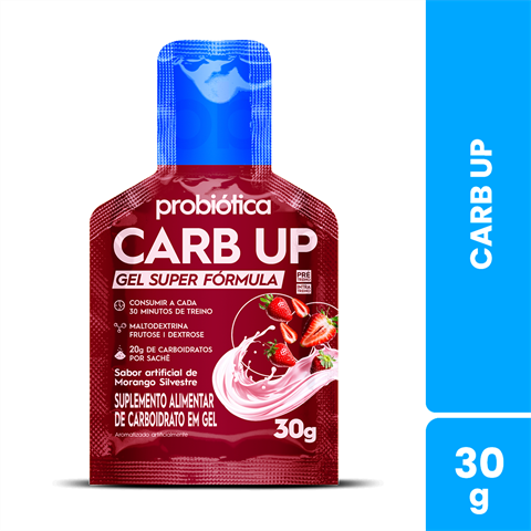 Carb Up Probiótica Gel Super Fórmula Sabor Morango Com 10 Sachês De 30g