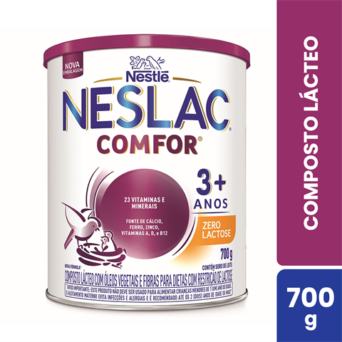 Composto Lácteo Neslac Comfor 3+ Anos Zero Lactose Com 700g