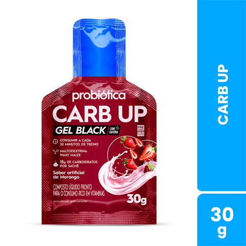 Carb Up Probiótica Gel Black Sabor Morango Com 10 Sachês De 30g